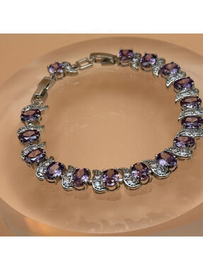 candy+clover elite light amethyst crystal 18k white gold plated bracelet